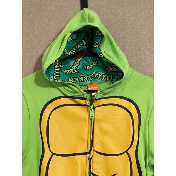 Nickelodeon Jacket Ninja Turtles Child L/XL Leonardo Hooded Green - Picture 2 of 10